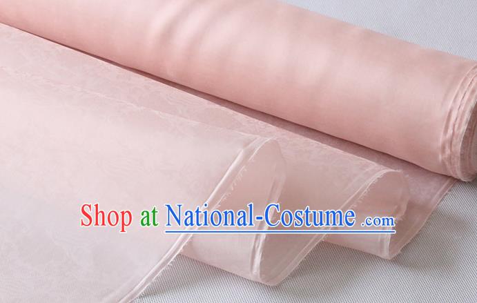 Chinese Traditional Hanfu Dress Organza Fabric Jacquard Cloth Classical Phoenix Peony Pattern Light Pink Silk Drapery Damask