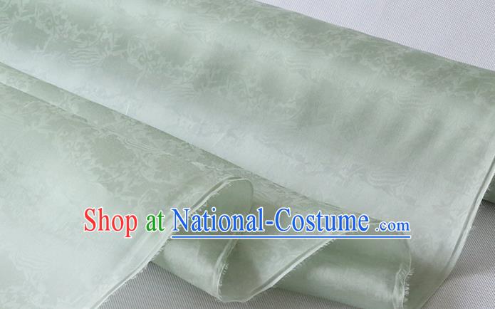 Chinese Traditional Hanfu Dress Classical Phoenix Peony Pattern Organza Fabric Jacquard Cloth Pea Green Silk Drapery Damask