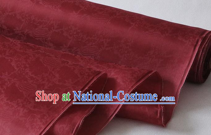 Chinese Purplish Red Silk Drapery Damask Traditional Jacquard Cloth Hanfu Dress Classical Phoenix Peony Pattern Organza Fabric