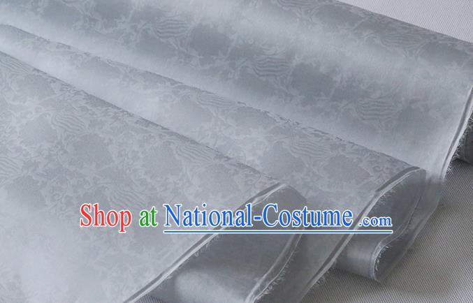 Chinese Traditional Jacquard Cloth Classical Phoenix Peony Pattern Organza Fabric Grey Silk Drapery Hanfu Dress Damask