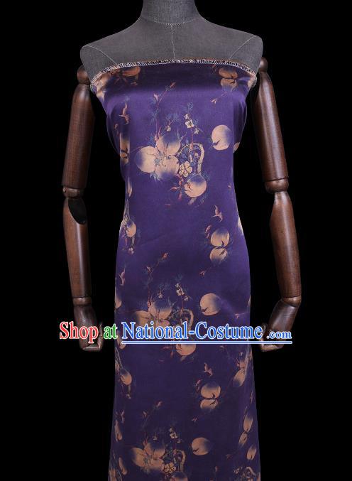 Chinese Classical Peach Pattern Purple Silk Fabric Traditional Watered Gauze Cheongsam Gambiered Guangdong Silk