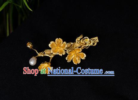 China Ancient Gilding Hair Sticks Hair Accessories Traditional Ming Dynasty Plum Blossom Hairpin