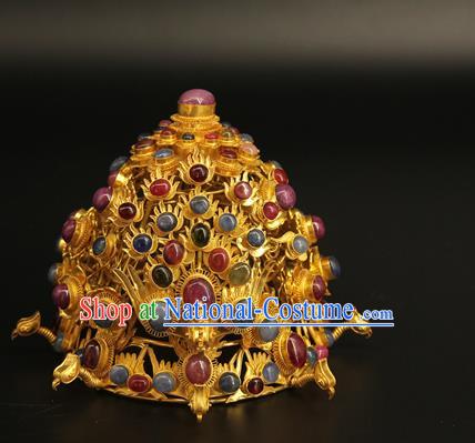 China Traditional Court Gems Hair Crown Ancient Ming Dynasty Phoenix Coronet Handmade Hair Accessories