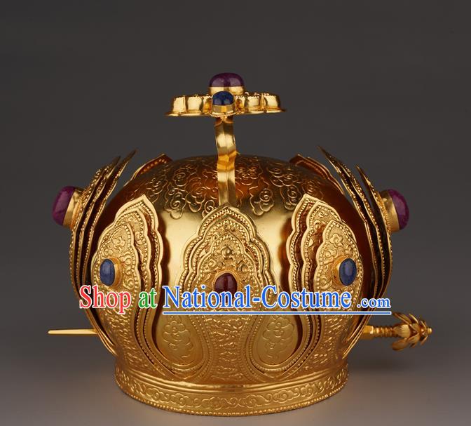 China Handmade Ming Dynasty Emperor Jewelry Accessorie Ancient Royal King Hairdo Crown