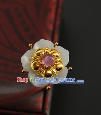 China Handmade Court Hairpin Ancient Empress Hair Accessories Traditional Ming Dynasty Jade Plum Hair Stick