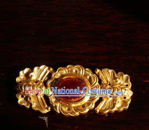 China Handmade Ancient Noble Lady Costume Golden Butterfly Buckle Ming Dynasty Hanfu Button