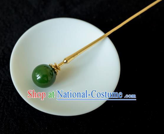 China Ming Dynasty Noble Lady Hairpin Traditional Ancient Hanfu Hair Accessories Young Mistress Jade Hair Stick