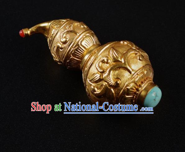 Chinese Traditional Hanfu Pendant Accessories Ancient Ming Dynasty Emperor Golden Gourd Decoration