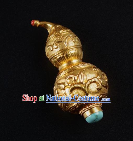 Chinese Traditional Hanfu Pendant Accessories Ancient Ming Dynasty Emperor Golden Gourd Decoration