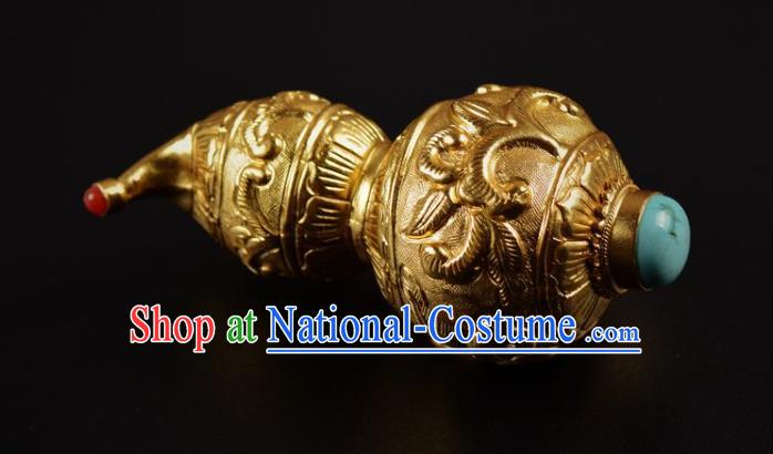 Chinese Traditional Hanfu Pendant Accessories Ancient Ming Dynasty Emperor Golden Gourd Decoration