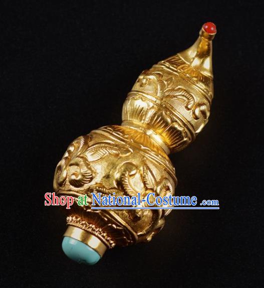 Chinese Traditional Hanfu Pendant Accessories Ancient Ming Dynasty Emperor Golden Gourd Decoration