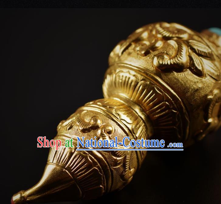 Chinese Traditional Hanfu Pendant Accessories Ancient Ming Dynasty Emperor Golden Gourd Decoration