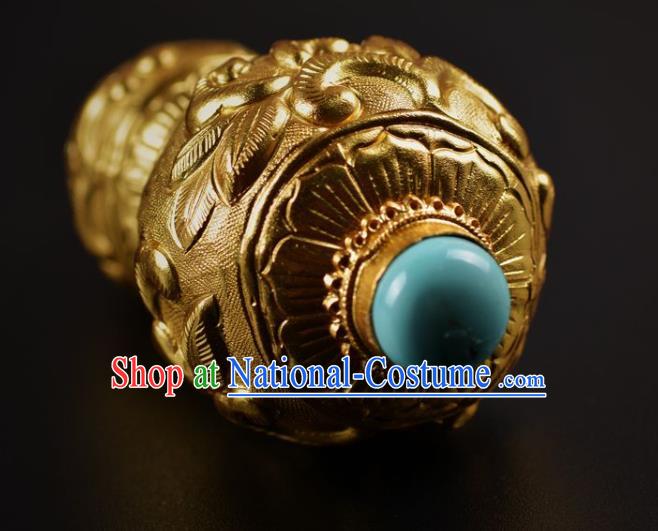 Chinese Traditional Hanfu Pendant Accessories Ancient Ming Dynasty Emperor Golden Gourd Decoration