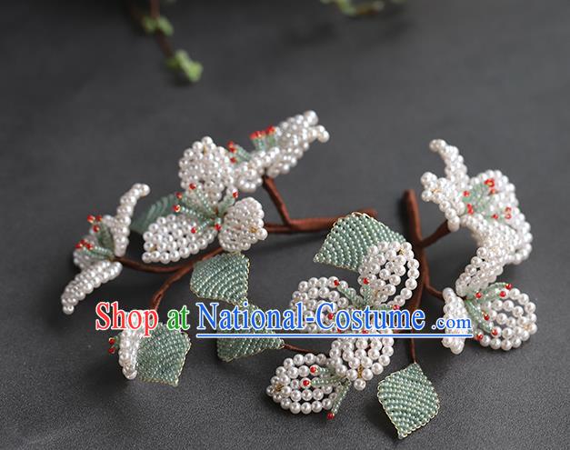 Chinese Traditional Hanfu Hairpin Hair Accessories Ancient Princess Pearls Pear Blossom Hair Stick