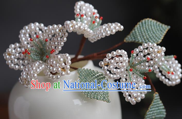 Chinese Traditional Hanfu Hairpin Hair Accessories Ancient Princess Pearls Pear Blossom Hair Stick