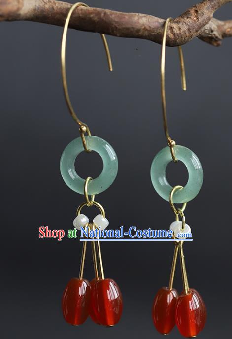 Handmade Chinese Traditional Wedding Agate Beads Ear Accessories Ancient Empress Jade Earrings