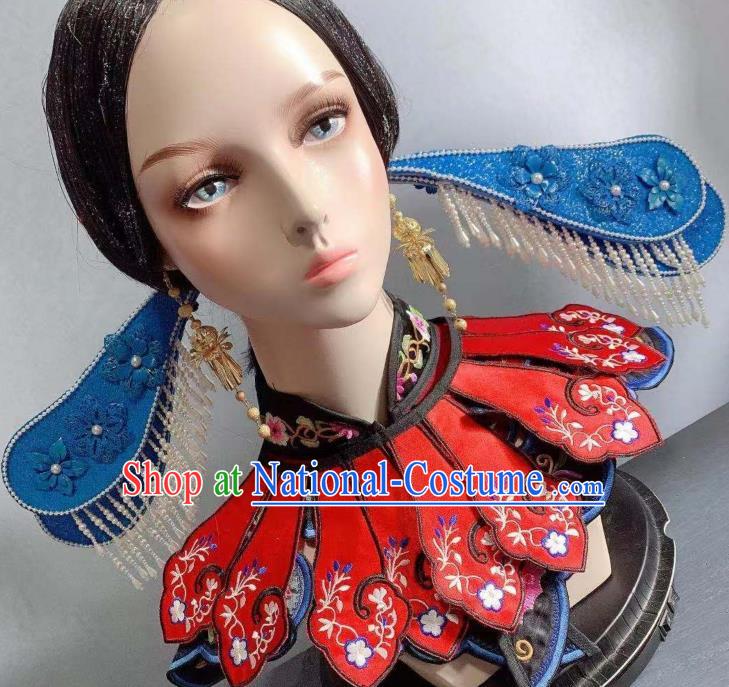 Chinese Hanfu Blue Hair Sticks Ancient Empress Hairpins Traditional Court Hair Accessories