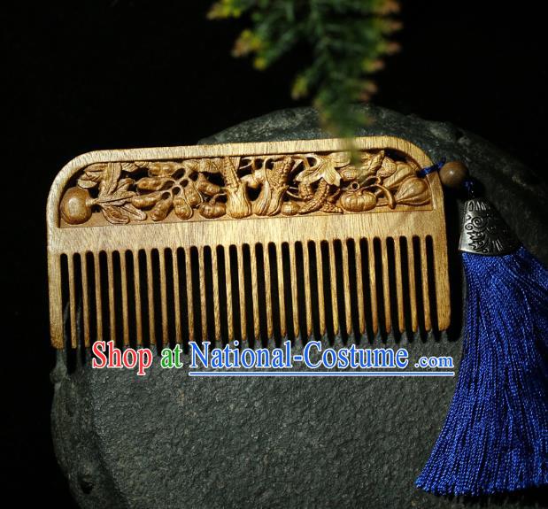 China Handmade Hair Accessories Wood Hairpin Traditional National Carving Nanmu Hair Comb