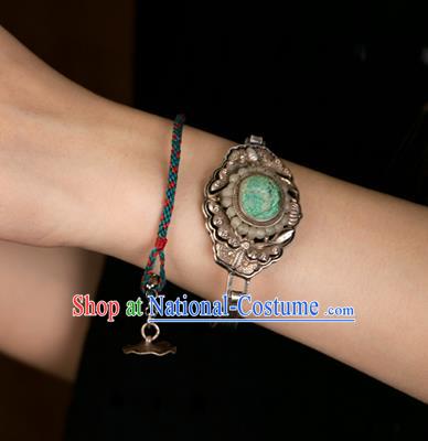 Chinese Handmade Beads Bracelet Accessories Traditional Silver Carving Butterfly Jewelry