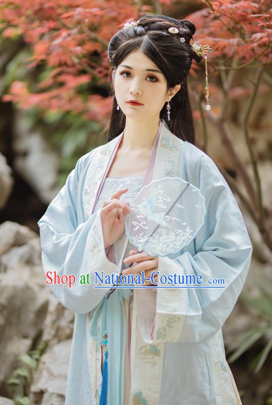 China Ancient Patrician Beauty Hanfu Clothing Traditional Song Dynasty Nobility Lady Historical Costumes Complete Set