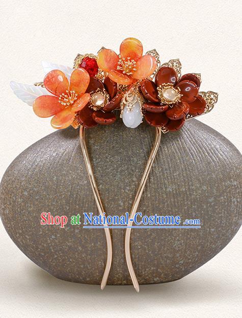 China Ming Dynasty Flowers Hair Comb Traditional Hanfu Hair Accessories Ancient Princess Plum Blossom Hairpins