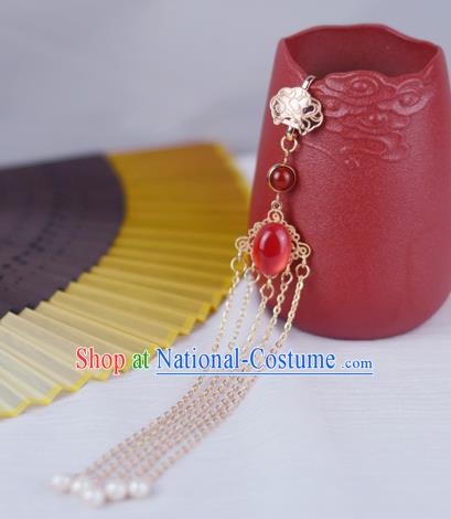 Chinese Handmade Red Brooch Traditional Cheongsam Jewelry Pendant Tassel Accessories