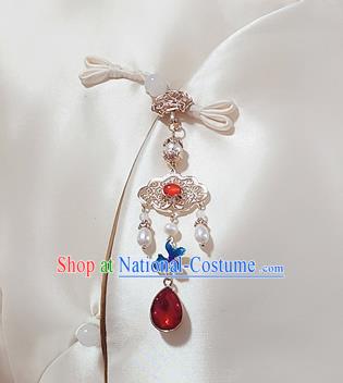 Chinese Traditional Cheongsam Jewelry Pendant Tassel Accessories Handmade Red Crystal Brooch