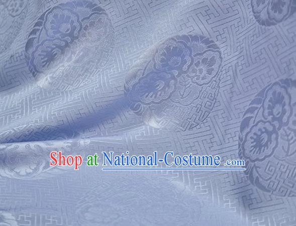 Chinese Classical Peony Pattern Design Light Blue Mulberry Silk Fabric Asian Traditional Cheongsam Silk Material