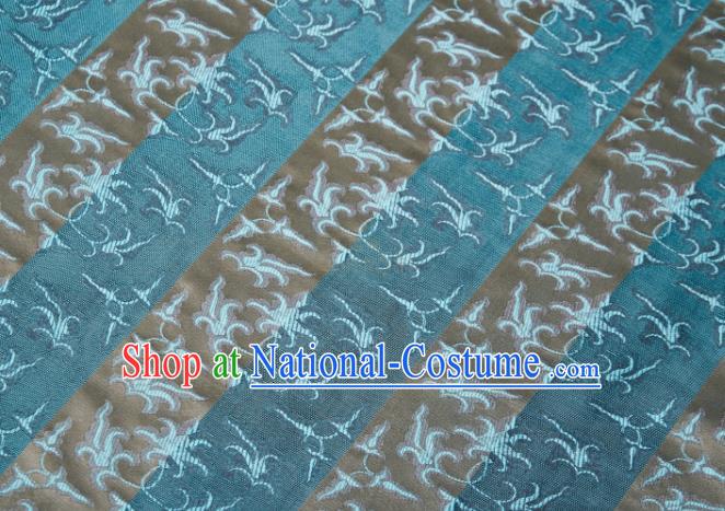 Chinese Classical Jacquard Pattern Design Blue Mulberry Silk Fabric Asian Traditional Cheongsam Silk Material