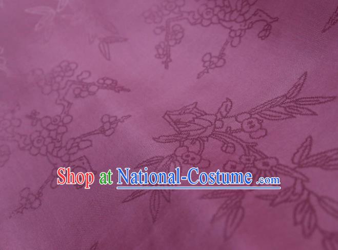 Chinese Classical Plum Pattern Design Purple Mulberry Silk Fabric Asian Traditional Cheongsam Silk Material