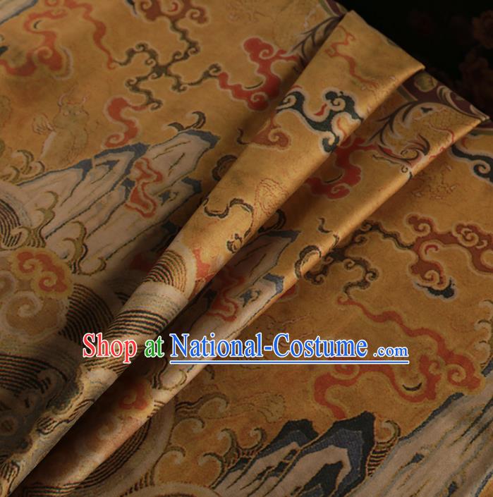 Chinese Classical Cloud Pattern Design Ginger Mulberry Silk Fabric Asian Traditional Cheongsam Silk Material