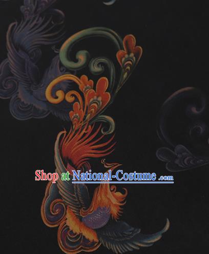 Chinese Classical Phoenix Pattern Design Black Mulberry Silk Fabric Asian Traditional Cheongsam Silk Material