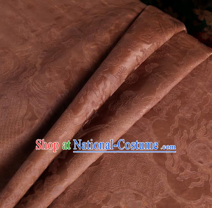 Chinese Classical Pattern Design Cameo Brown Mulberry Silk Fabric Asian Traditional Cheongsam Silk Material