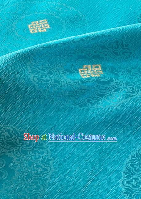 Chinese Classical Royal Pattern Design Light Blue Brocade Fabric Asian Traditional Satin Tang Suit Silk Material