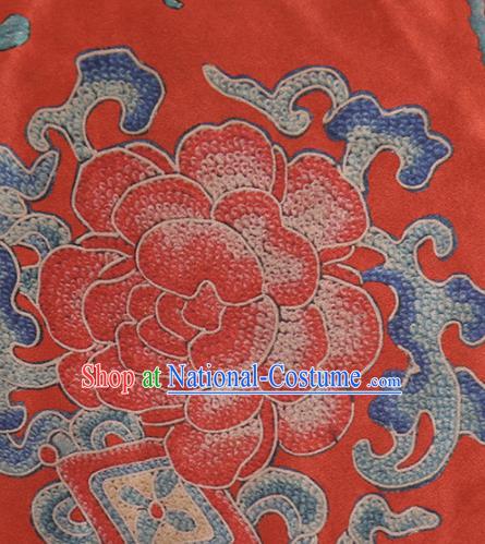 Chinese Classical Peony Pattern Design Red Mulberry Silk Fabric Asian Traditional Cheongsam Silk Material