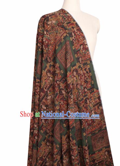 Chinese Classical Bodhisattva Pattern Design Deep Brown Mulberry Silk Fabric Asian Traditional Cheongsam Silk Material