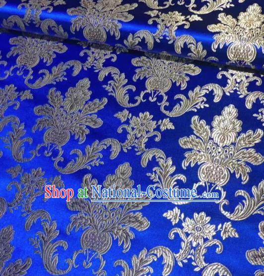 Chinese Classical Royal Pattern Design Royalblue Brocade Fabric Asian Traditional Satin Tang Suit Silk Material