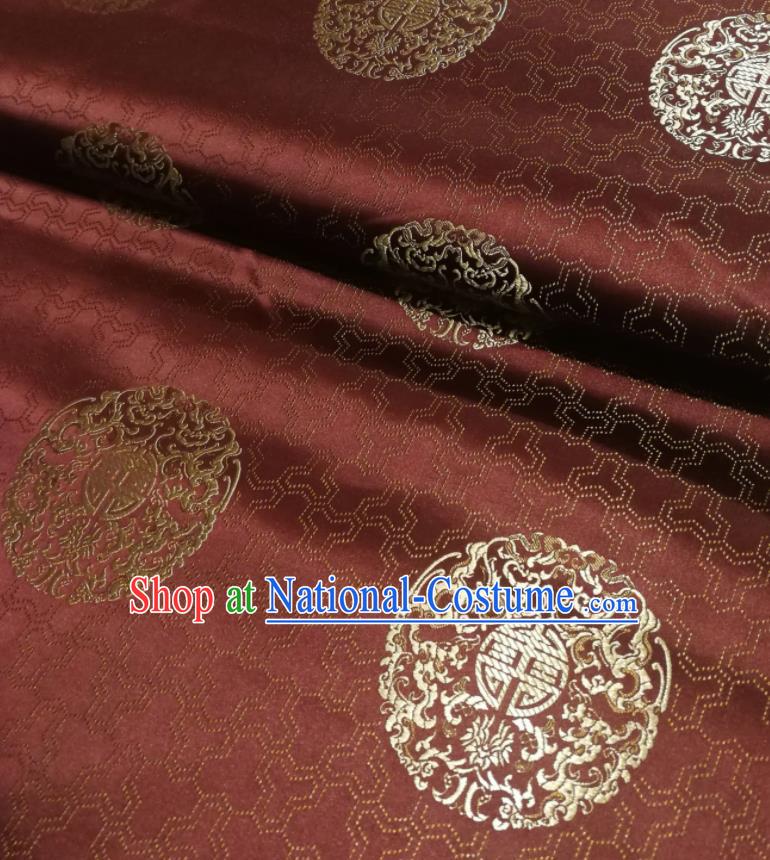 Chinese Royal Pattern Design Rust Red Brocade Fabric Asian Traditional Satin Silk Material