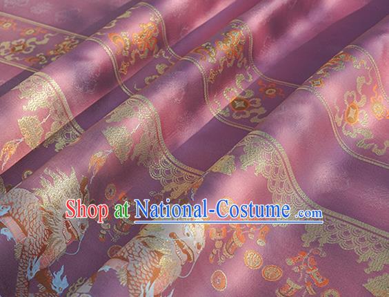 Chinese Royal Kylin Pattern Design Rosy Brocade Fabric Asian Traditional Horse Face Skirt Satin Silk Material