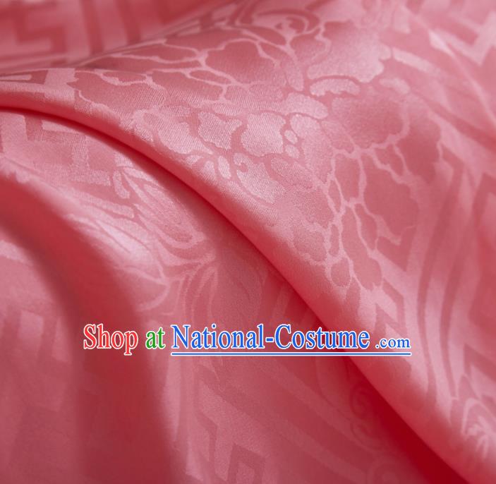 Chinese Classical Peony Pattern Design Pink Silk Fabric Asian Traditional Cheongsam Brocade Material