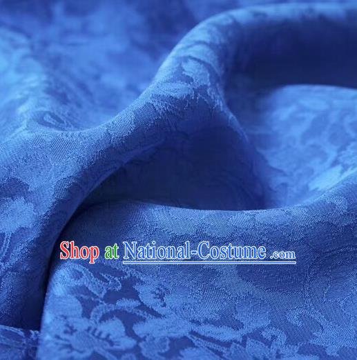 Chinese Classical Peony Pattern Design Blue Silk Fabric Asian Traditional Cheongsam Brocade Material