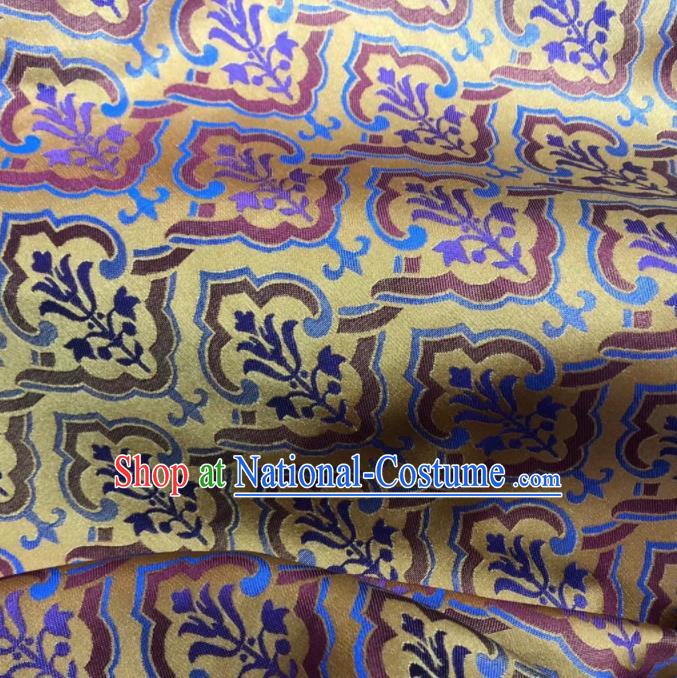 Chinese Classical Pattern Design Yellow Silk Fabric Asian Traditional Cheongsam Brocade Material