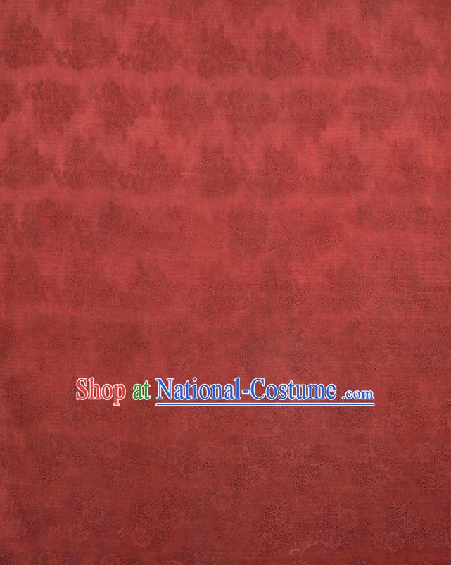 Chinese Classical Pattern Design Rust Red Gambiered Guangdong Gauze Fabric Asian Traditional Cheongsam Silk Material