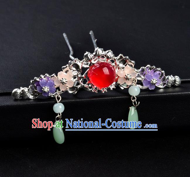 Chinese Ancient Princess Red Hairpins Traditional Classical Dance Hair Accessories for Women