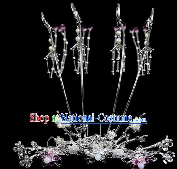 Chinese Ancient Princess Tassel Hair Crown Hairpins Traditional Classical Dance Hair Accessories for Women