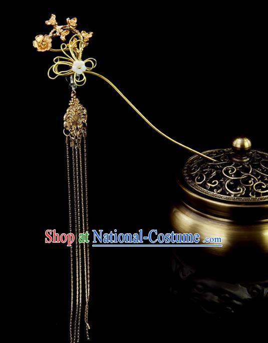 Chinese Ancient Princess Tassel Golden Butterfly Hairpins Traditional Classical Dance Hair Accessories for Women