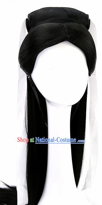 Chinese Ancient Madam White Snake Goddess Wigs Hair Accessories Drama Palace Princess Chignon for Women