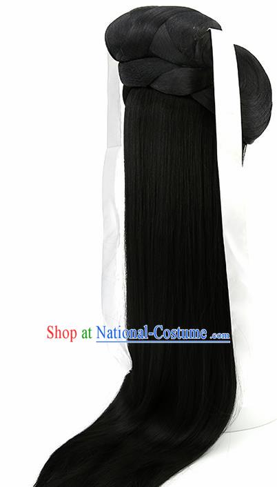 Chinese Ancient Madam White Snake Goddess Wigs Hair Accessories Drama Palace Princess Chignon for Women