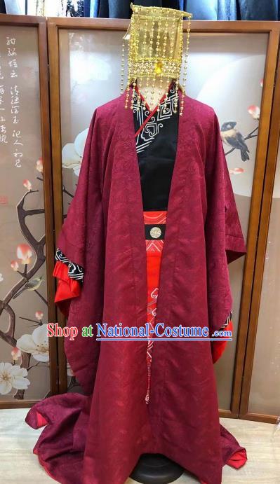 Chinese Ancient Han Dynasty Emperor Costumes Traditional Stage Performance Clothing for Men