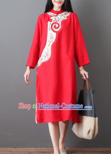 Chinese Traditional Red Cheongsam Costume China National Qipao Dress for Women